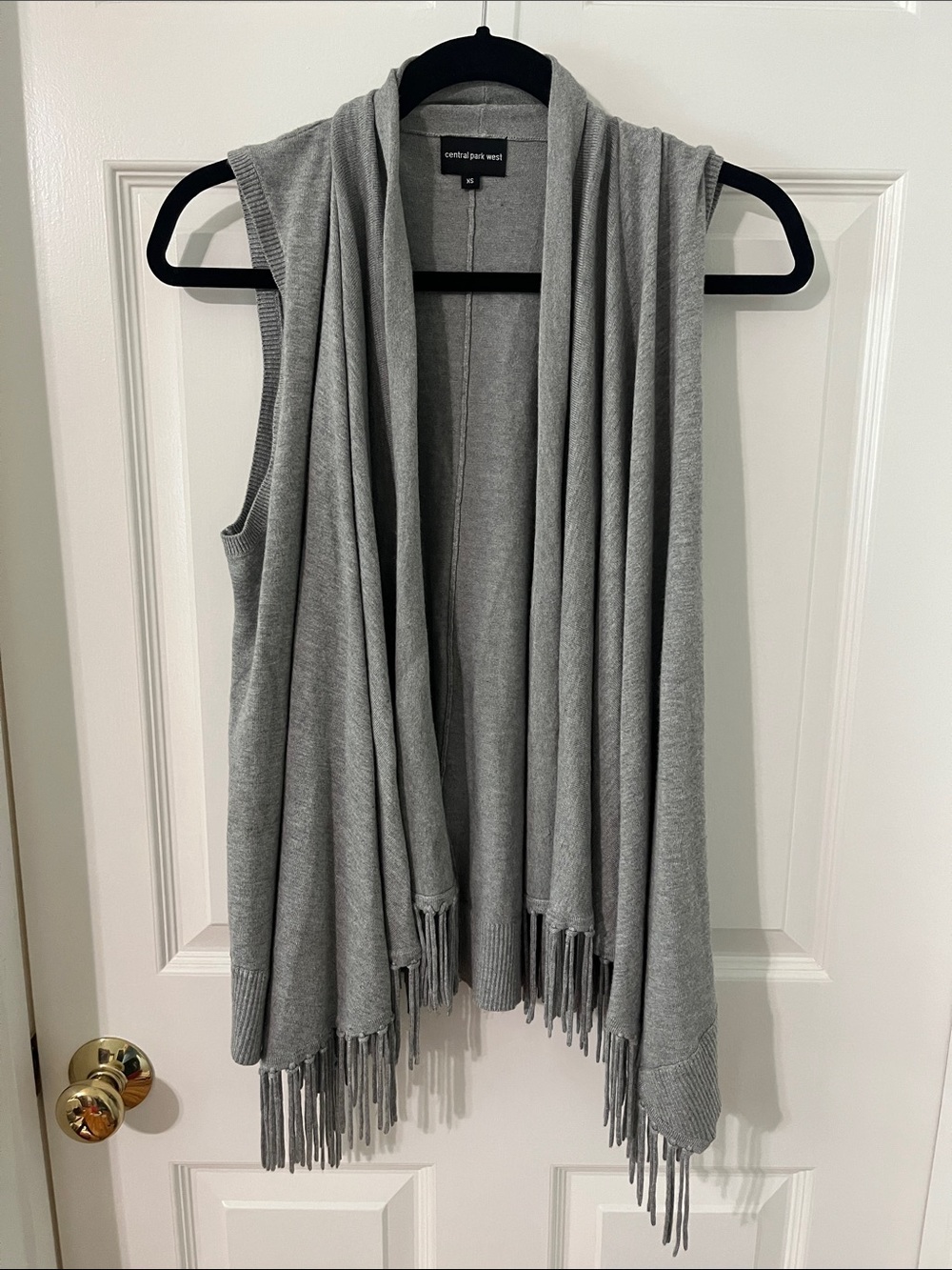 Central Park West Grey Fringe Sweater Vest Size XS